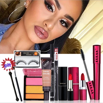

Make-up Set 9-piece Waterproof Concealer Foundation Liquid Combination Natural Lipstick Mascara Eye Shadow Eyeliner Cosmetics
