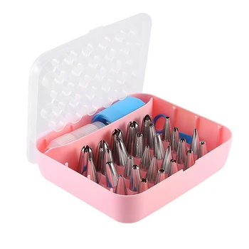 

40 Pieces of Icing Nozzle Cake Decoration Equipment Including 33 Icing Pipe Trick Sets 2 Reusable Pipe Bags 2 Converters 1 Pipe