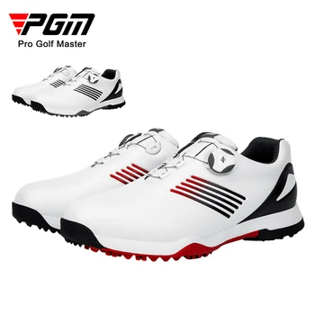 PGM Golf Shoes Mens Comfortable Knob Buckle Golf Men'S Shoes Waterproof Genuine Leather Sneakers Spikes Nail Non-Slip XZ152 1