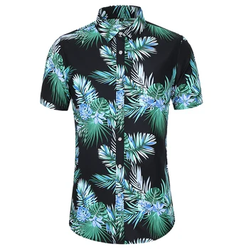 

Men's Casual Floral Shirt Lapel Short Sleeve Blouse Men Fashion Wild Plus Size Shirts Summer New Arrival
