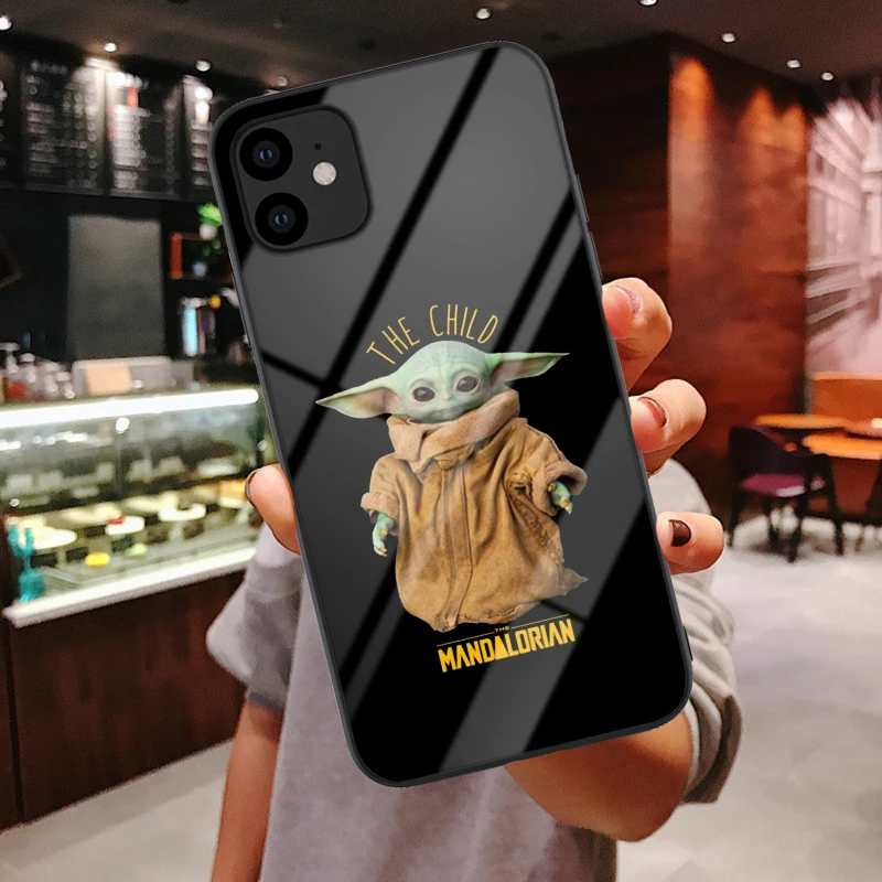 Baby Yoda, милый мультяшный роскошный мягкий чехол для телефона из закаленного стекла, чехол для iPhone X 6 6s 7 8 Plus XR XS 11 Pro Max