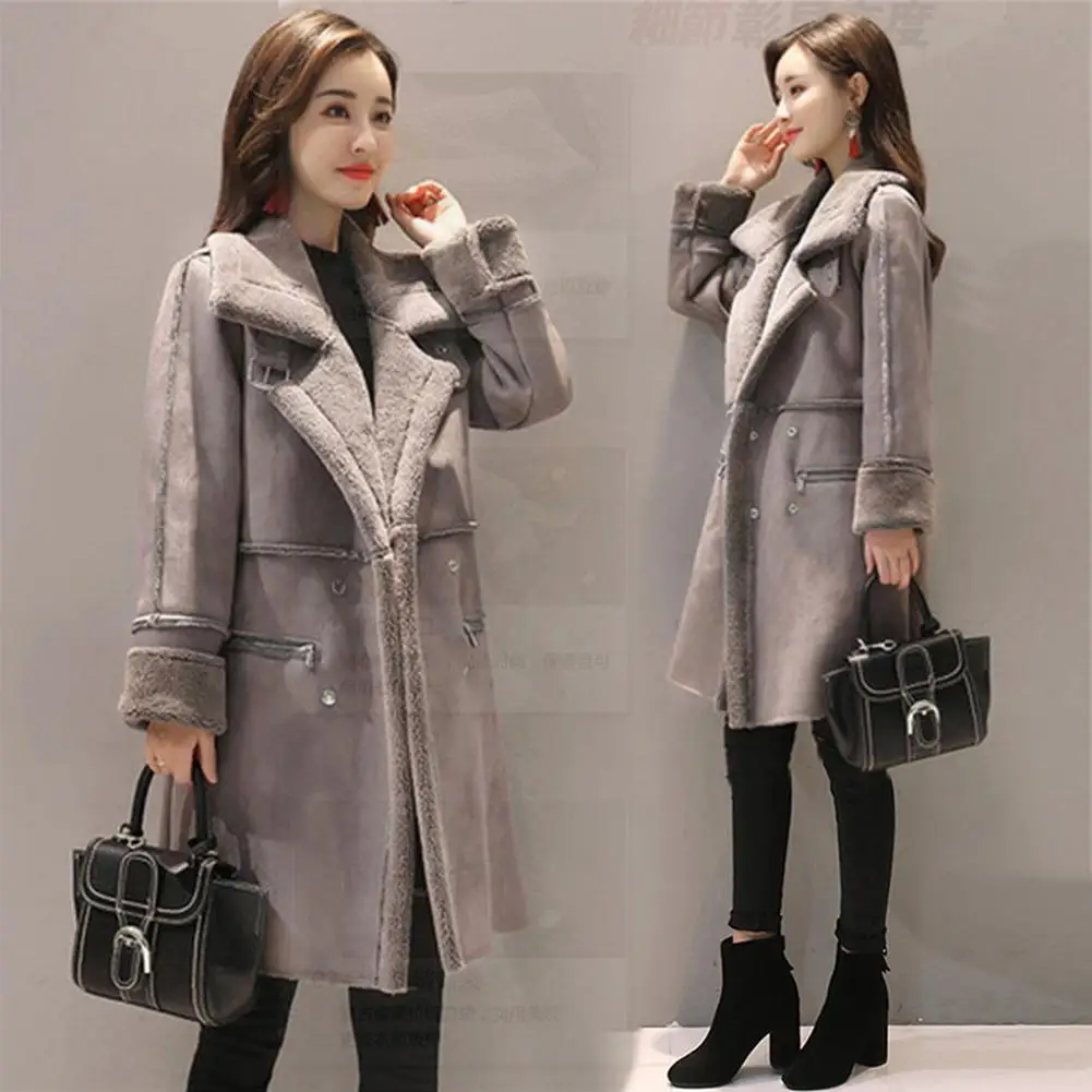 Yfashion Женское зимнее свободное плотное средней длины замшевое Стеганое пальто