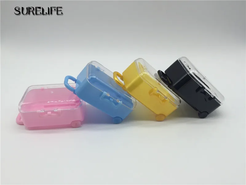 

36pcs Plastic Mini Cute Rolling Travel Suitcase Box Shape Candy Box Wedding Kids Candy New Year Christmas Party Supplies