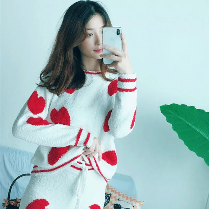 

New Style 2019 Half of Cashmere Characteristics Korean-style Autumn & Winter Soft Plush Velvet Pajamas Women's-Outer Wear Tracks