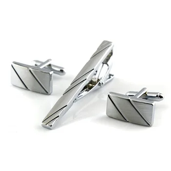 

Sturdy Casual Cufflink Set Decoration Adult Business Wedding Tie Clip Portable Gift Accessories Striped Shirt Jewelry Party