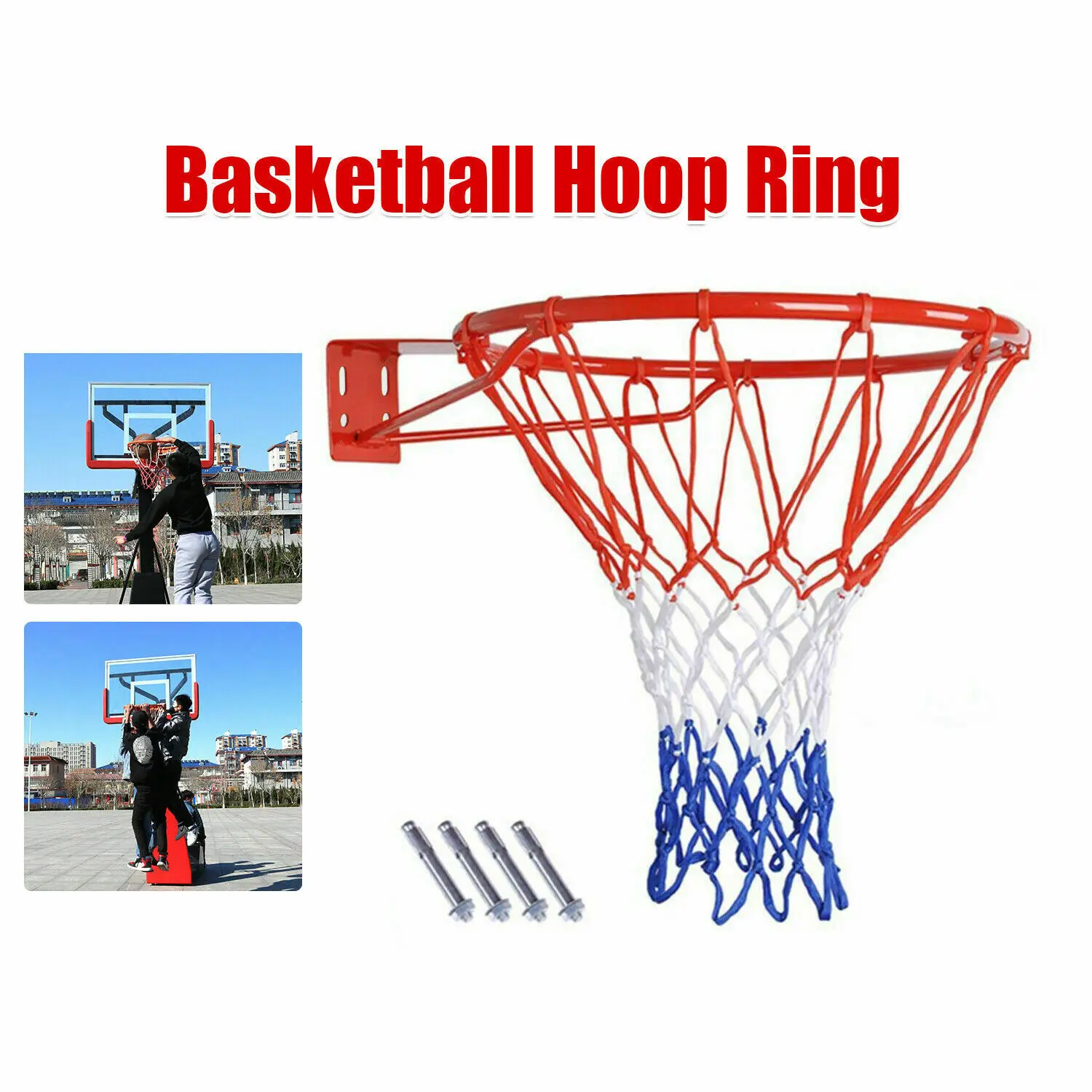 Wall Mounted Basketball Ring Rim Hoop Outdoor Indoor Hanging Basket 
