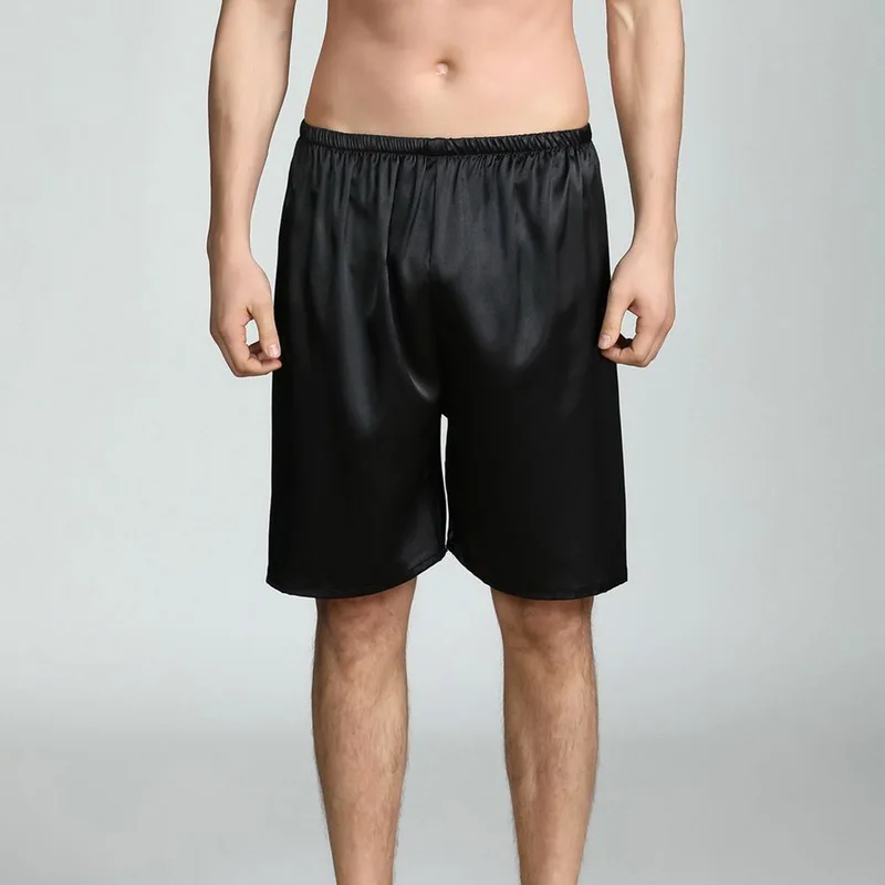 

2020 Summer Men Fashion Homewear Robes Shorts Pure Color Silk Satin Pajama Sleepwear Loungewear Underwear Sleep Bottoms