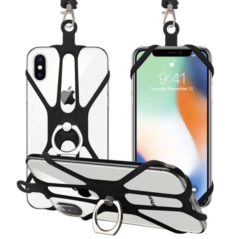 General Purpose Silicone Cell Phone Lanyard Rocontrip Strap Case Holder With Detachable Neckstrap Universal For Smartphone 2019