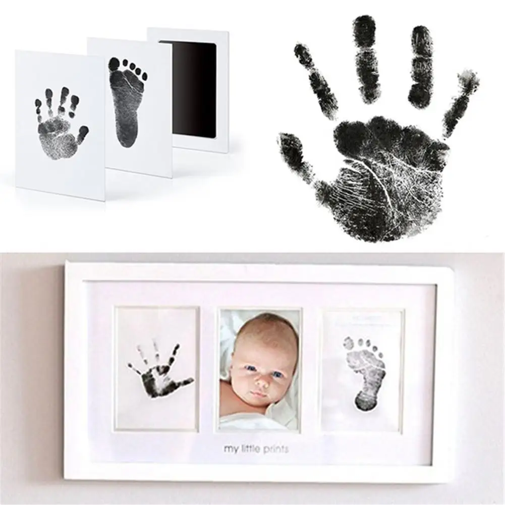 Diy handprint pegada impressão kit cuidados com o bebê não-tóxico photo frame lembranças do bebê brinquedo fundição argila impressão recém-nascido almofada de tinta brinquedos