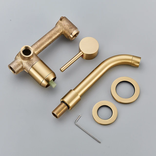 Matte Black ก๊อกน้ําอ่างล้างหน้าทองเหลืองสีขาวห้องน้ําอ่างล้างจานก๊อกน้ําติดผนังสีดํา Mixer Tap เดี่ยวอ่างล้างจานก๊อกน้ํา 5