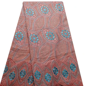 

Nigerian Dry Sewing Fabrics Lace 5 Yards High Quality Swiss Voile Lace African Cotton Stones French Big Lace Fabric KRL-3281