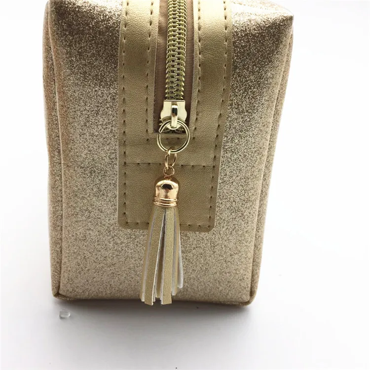 Manufacturers Direct Selling Glitter Cosmetic Bag Large Capacity Storgage Bag Zipper Pu Waterproof WOMEN'S Bag Tassels Decoratio
