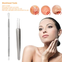 2 шт. инструмент для удаления угрей изогнутый акне зажим для лица Пинцет для удаления прыщей очиститель комедонов из нержавеющей стали удаление пятен экстрактор набор