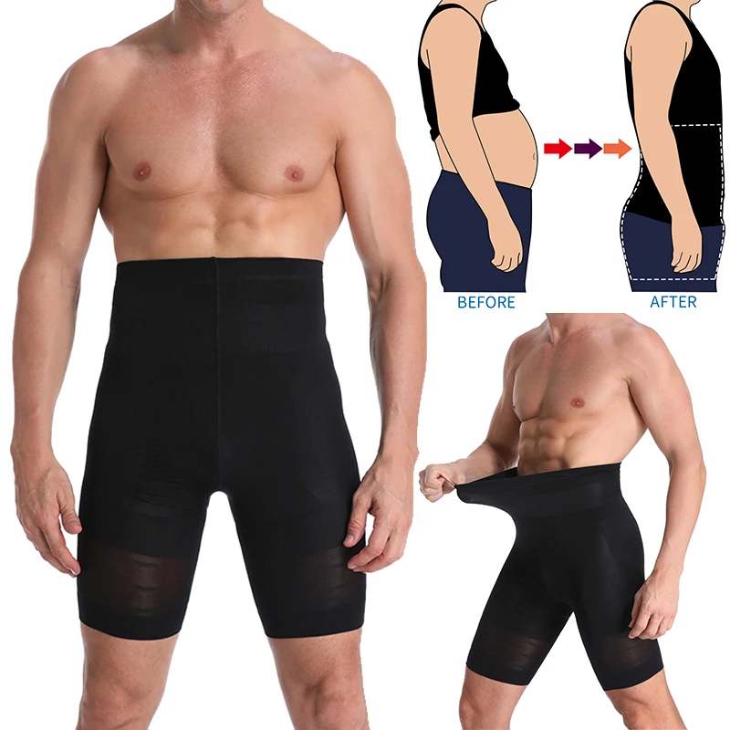 men s compression pants high waist boxer shorts tummy control body shaper waist trainer open crotch panties slimming underwear Men Body Shaper Waist Trainer Slimming Shorts High Waist Shapewear Modeling Panties Boxer Briefs Stretch Tummy Control Underwear