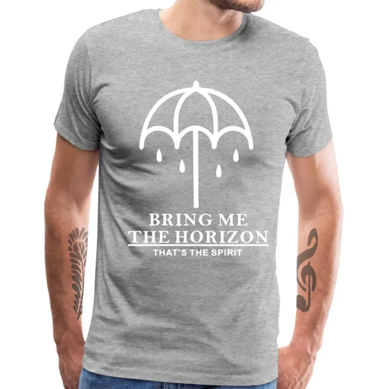 Футболка мужская с надписью BRING ME THE HORIZON модная тенниска круглым вырезом майка из