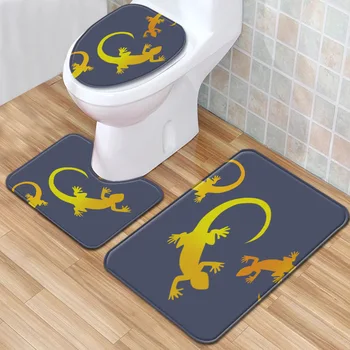 

3Pcs Toilet Rugs Cartoon Bathroom Carpet Non-slip Bathroom Mats Toilet Seat Cover Floor Mat Bath Rug Seat