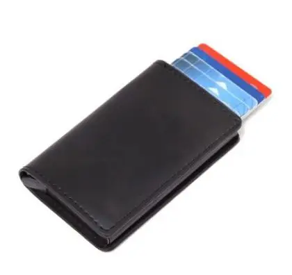 Держатель для кредитных карт для мужчин и женщин металлический RFID винтажный алюминиевый ящик искусственная кожа Crazy Horse модный кошелек для карт цветной - Цвет: black