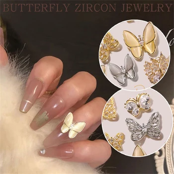 

1pc 3D metal Zircon Nail art jewelry japanese nail decorations Cat's eye butterfly zircon crystal manicure zircon diamond charms