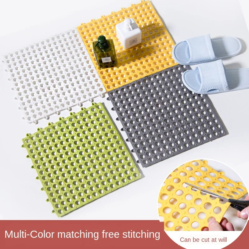 

Shower Door Mats Bathroom Home Kitchen Anti-slip Waterproof Door Mat Carpet Splicing PVC Material Practical Drain New Mat Carpet