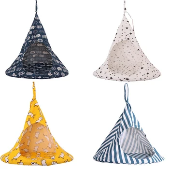 

1PC Foldable Durable Pet Cat Tent Hammock Hanging House Bed Cone Shape Breathable Linen Cage Cove Tent Sleepingr
