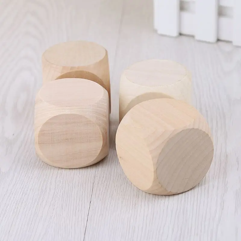 5cm 6 Sided Blank Wood Dice Party Family DIY Games Printing Engraving