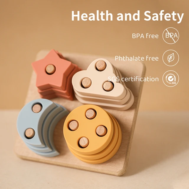 1Set Nordic Style Silicone Stars Moon Nesting Stacking Building Blocks Toy BPA Free Baby Montessori Games Educational Toys Gifts 2