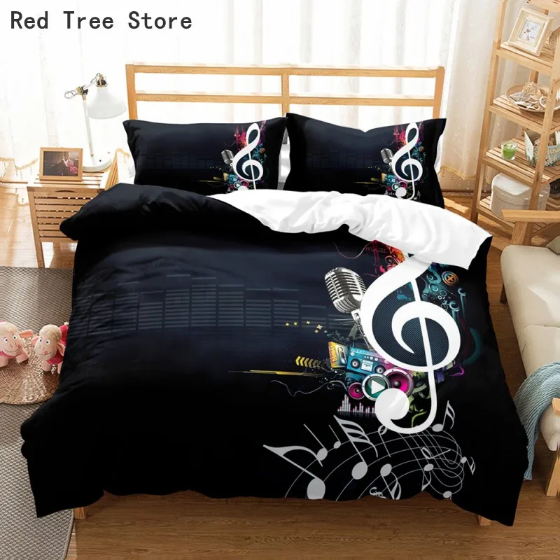 Music Element 3D Bedding Set Stave Patern Duvet Covers Pillowcase Comforter Bedspread (NO Sheet ) King Queen Size Home Textiles 