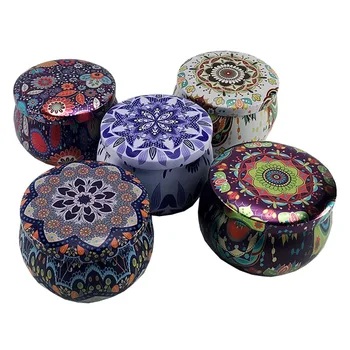 

6Pcs Metal Tin Jars with Lids European Vintage Flower Printed Mini Wax Making Candle Container Small Jewelry Candy Storage Pots