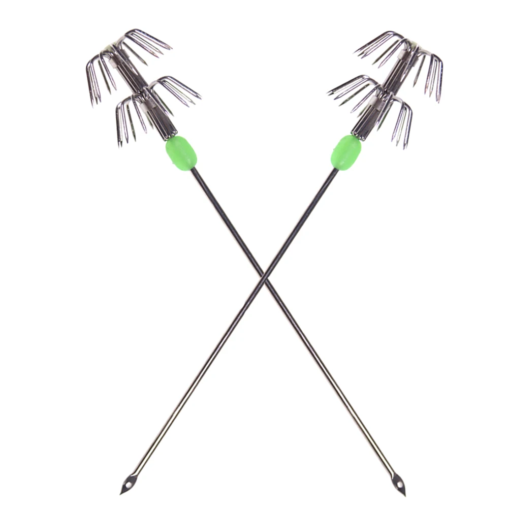 Saltwater Glowing Jig Fishing Tackle 15cm Stainless Steel Double Layers Umbrella Squid Hook Cuttlefish Lure Bait |