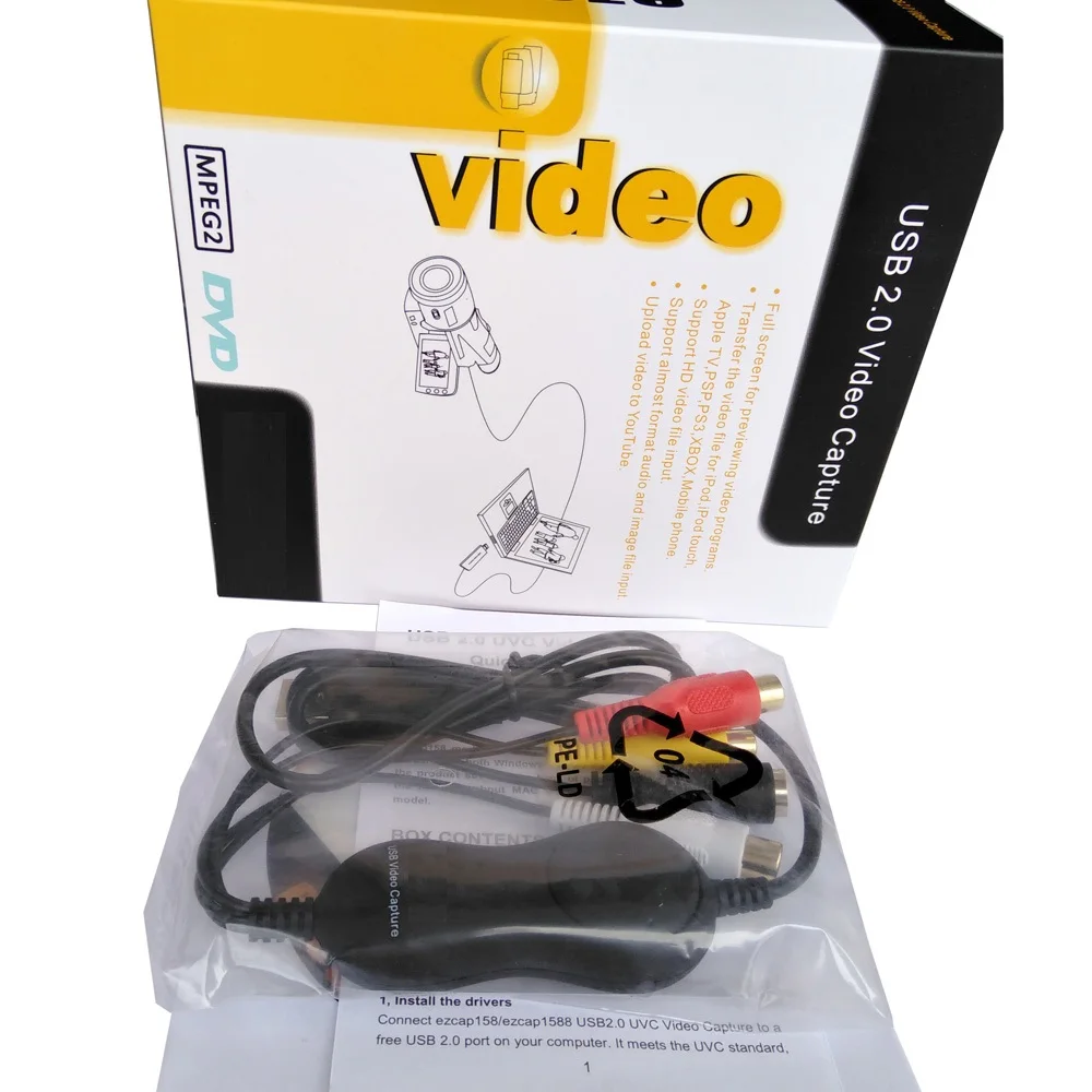 USB2.0 Analog to Digital Audio video Capture Converter old VHS VI8 Camcorder Converts Tapes into pc for windows 7 810