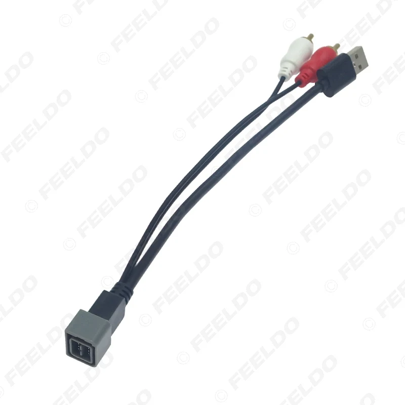 FEELDO 10 шт. автомобильный 2-RCA штекер USB штекер RCA адаптер аудио конвертер AUX кабель для Nissan Cube Juke Versa av-кабель# MX6217