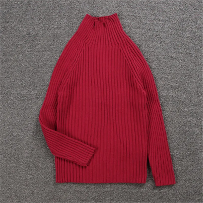 wine red Новая футболка на осень для девочек вязаный свитер водолазка с длинным рукавом для мальчиков Джемпер Пуловер детская одежда AA3919 - Цвет: wine red