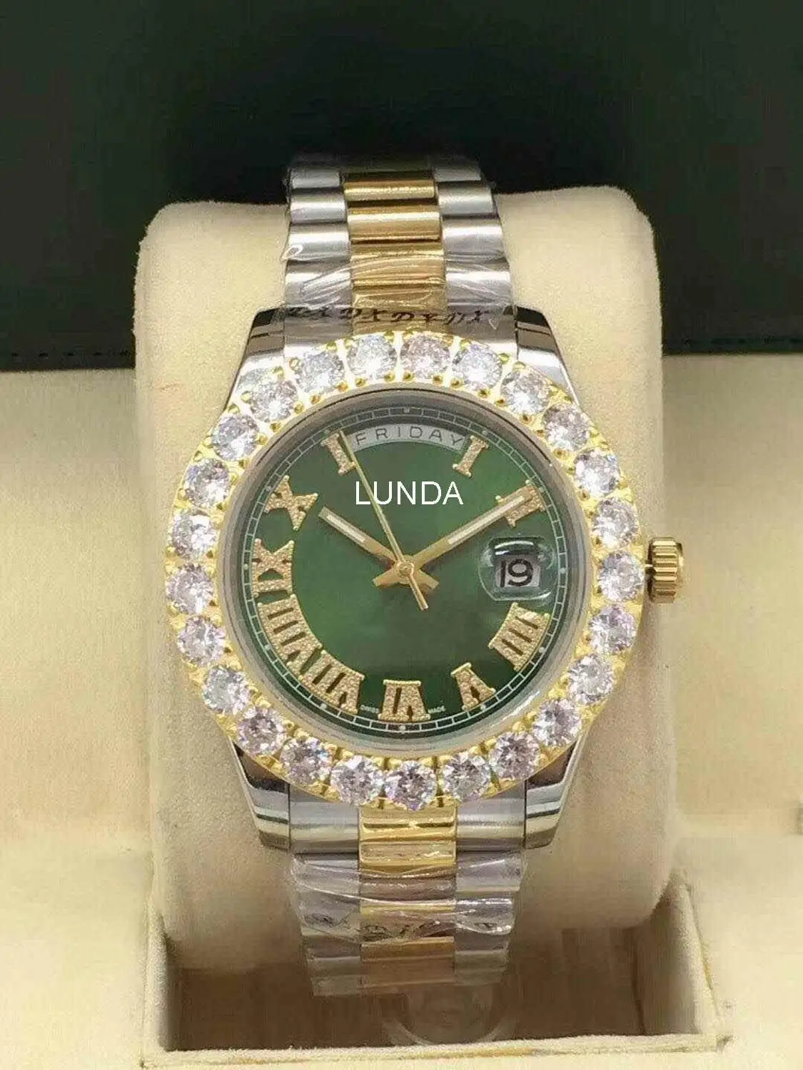 

Top luxury men's large diamond case double calendar 228349 43 mm sapphire automatic mechanical fashion waterproof men's watches