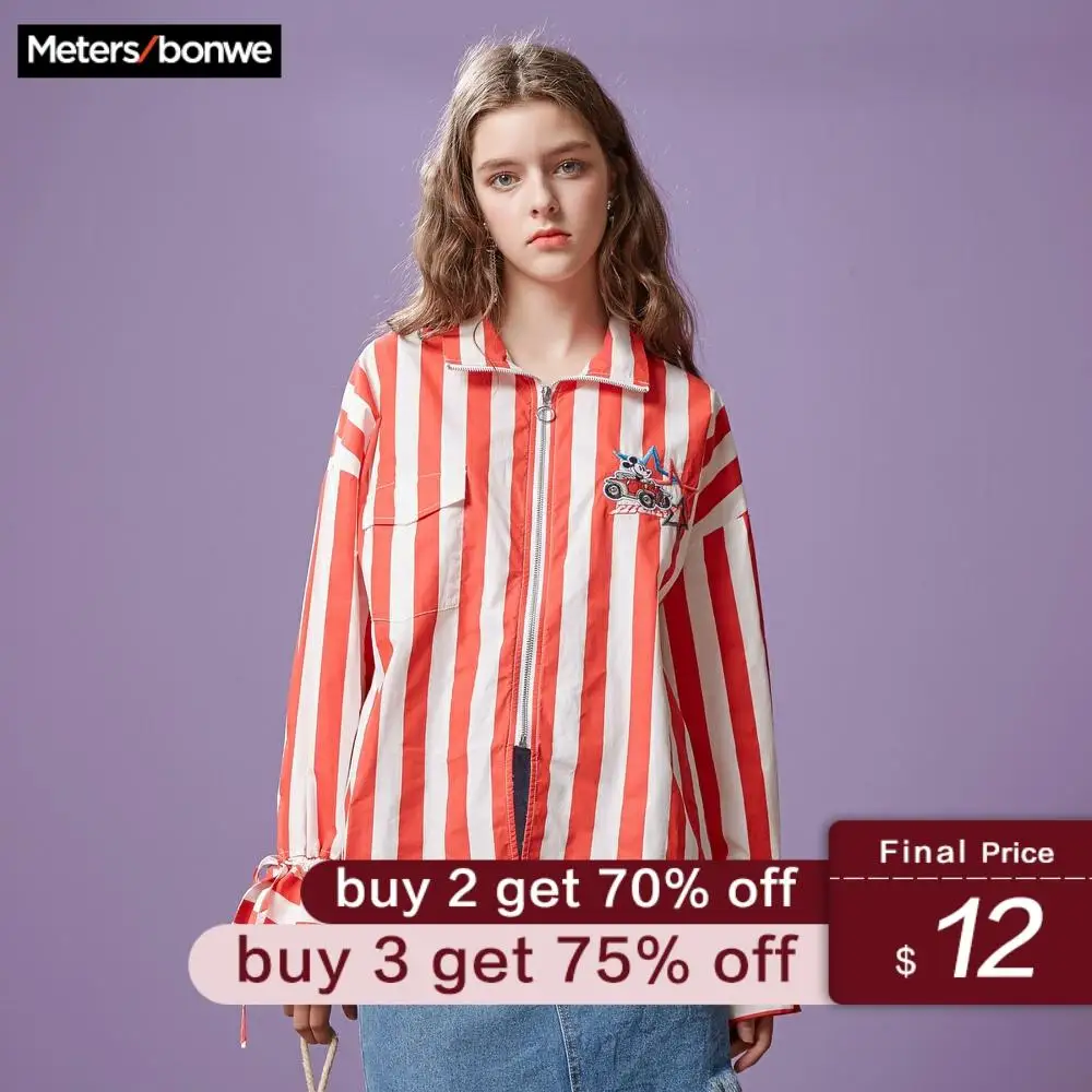 

Metersbonwe Chic Striped Disney joint name blouses 2019 Fashion Long Sleeve Chiffon Blouse Casual loose Female Shirts