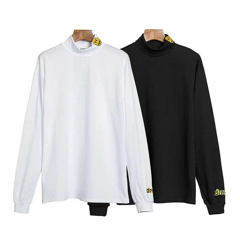 

High Quality Drew Base-Smiley Arm Embroidered Printed Men And Women Celebrity Style Crew Neck Long-sleeved T-shirt Beauty Boutiq