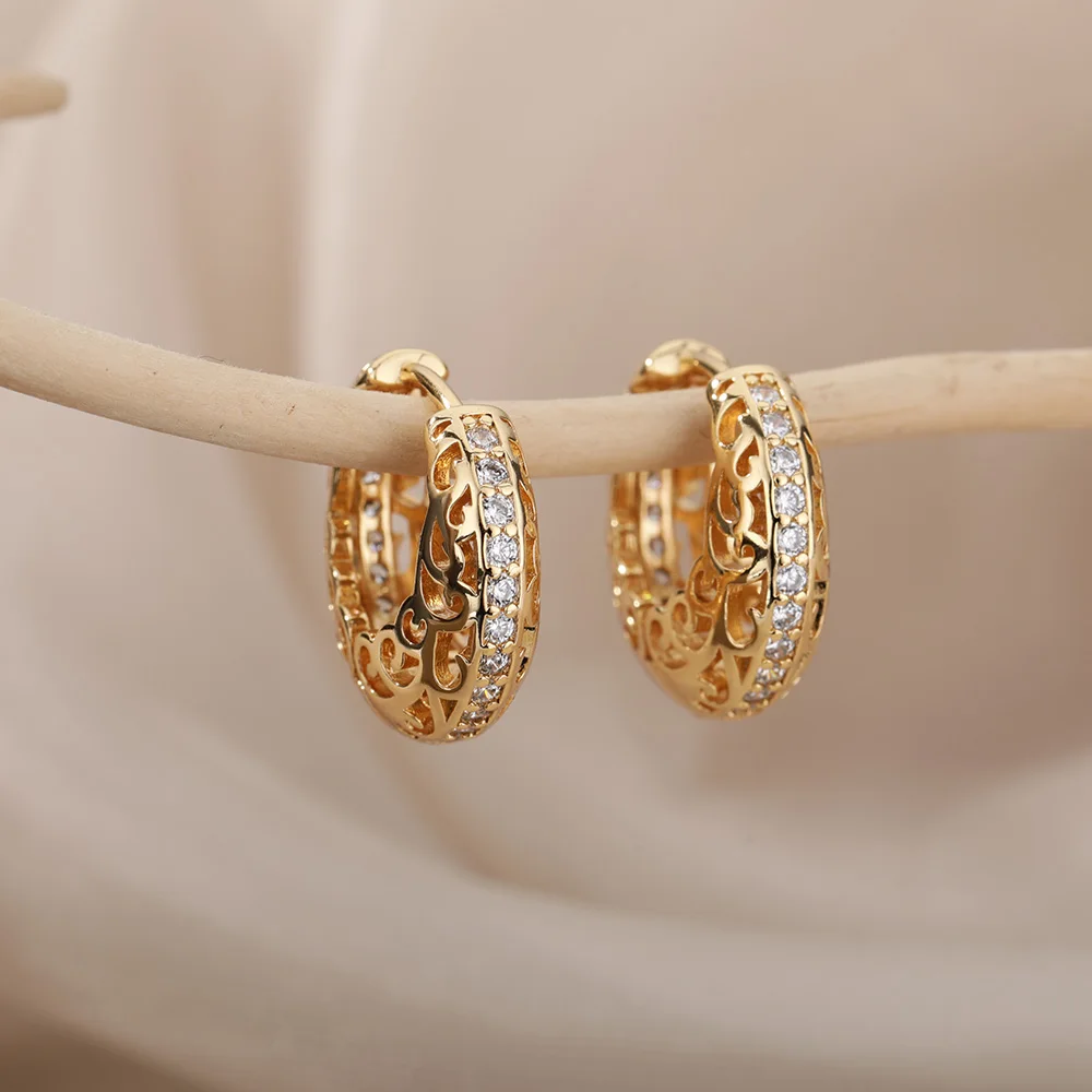 Hollow Flower Hoop Earrings Stainless Steel For Women