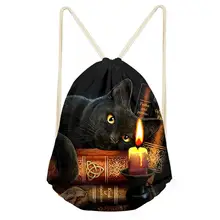 HaoYun/женские сумки на шнурках; маленькие готические туфли с рисунком кошек; с карманами; с рисунком животных; для девочек; мини-дорожные сумки Органайзер