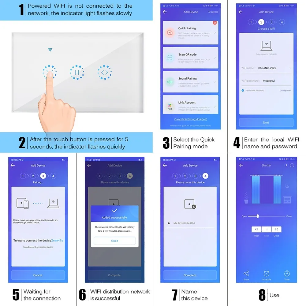 Ewelink, умный занавес, мотор, электрические жалюзи, WiFi переключатель, сенсорное приложение, голосовое управление от Alexa Echo Google Home, AC 110 В 220 В, ЕС/США