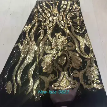 

2019 High Quality Sequins African Nigeria Lace Fabric High Quality Sequins French Tulle Lace Fabric For Wedding Party 03