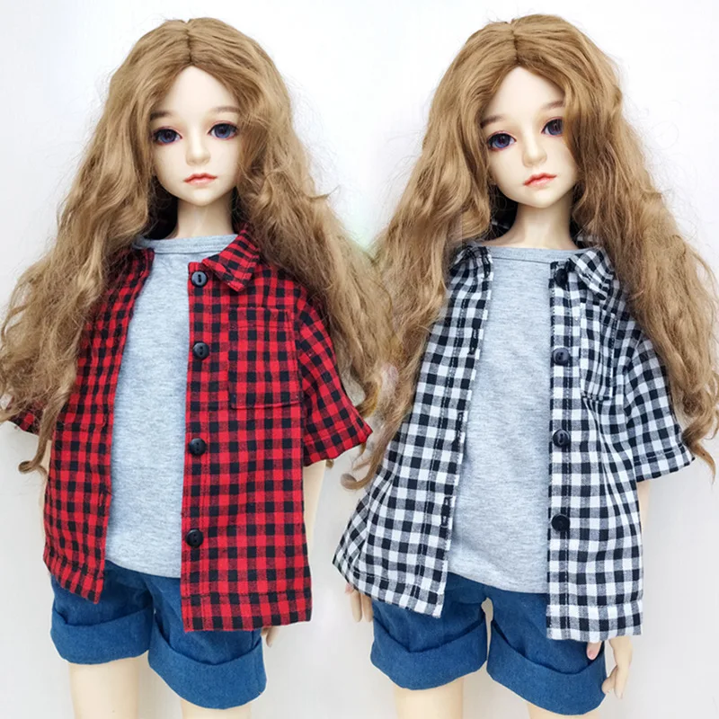 Популярная одежда BJD 1/3 1/4 1/6 клетчатые топы, Клетчатая блузка, аксессуары для кукольного домика, детские игрушки, Одежда для куклы