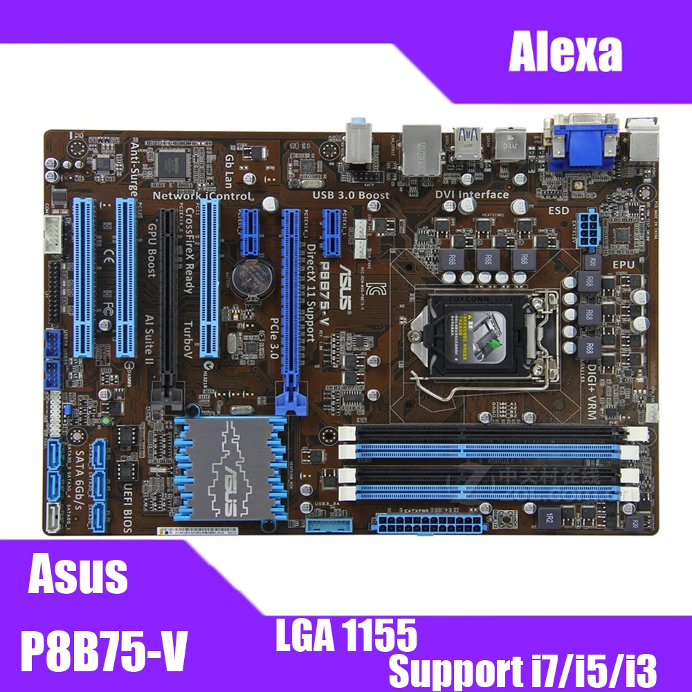 Asus P8B75 V настольная материнская плата B75 Socket LGA 1155 i3 i5 i7 DDR3 32G uATX UEFI биос оригинальная