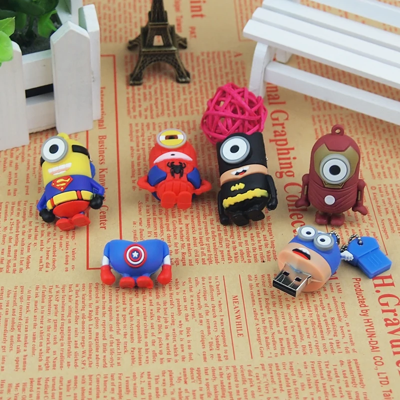 Новый силиконовый мультяшный маленький желтый человек Супермен Usb флеш