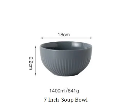 1 шт., японский стиль, керамические западные блюда для бифштекса, тарелка, посуда, Европейское простое блюдо, домашнее блюдо, суп, лапша, обеденная миска - Цвет: 7 Inch Bowl