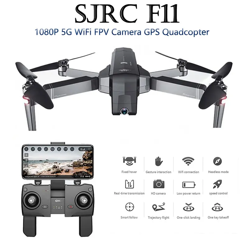 

SJRC F11 GPS Drone Wifi FPV 1080P HD Camera smart follow Brushless RC Quadcopter 25 minutes Flight Time Foldable Selfie Dron