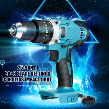 

Dreamburgh 18V 3 In 1 Electric Cordless Impact Drill 2-Speed Rechargable Electric Screwdriver Drill For Makita Li-Ion Battery