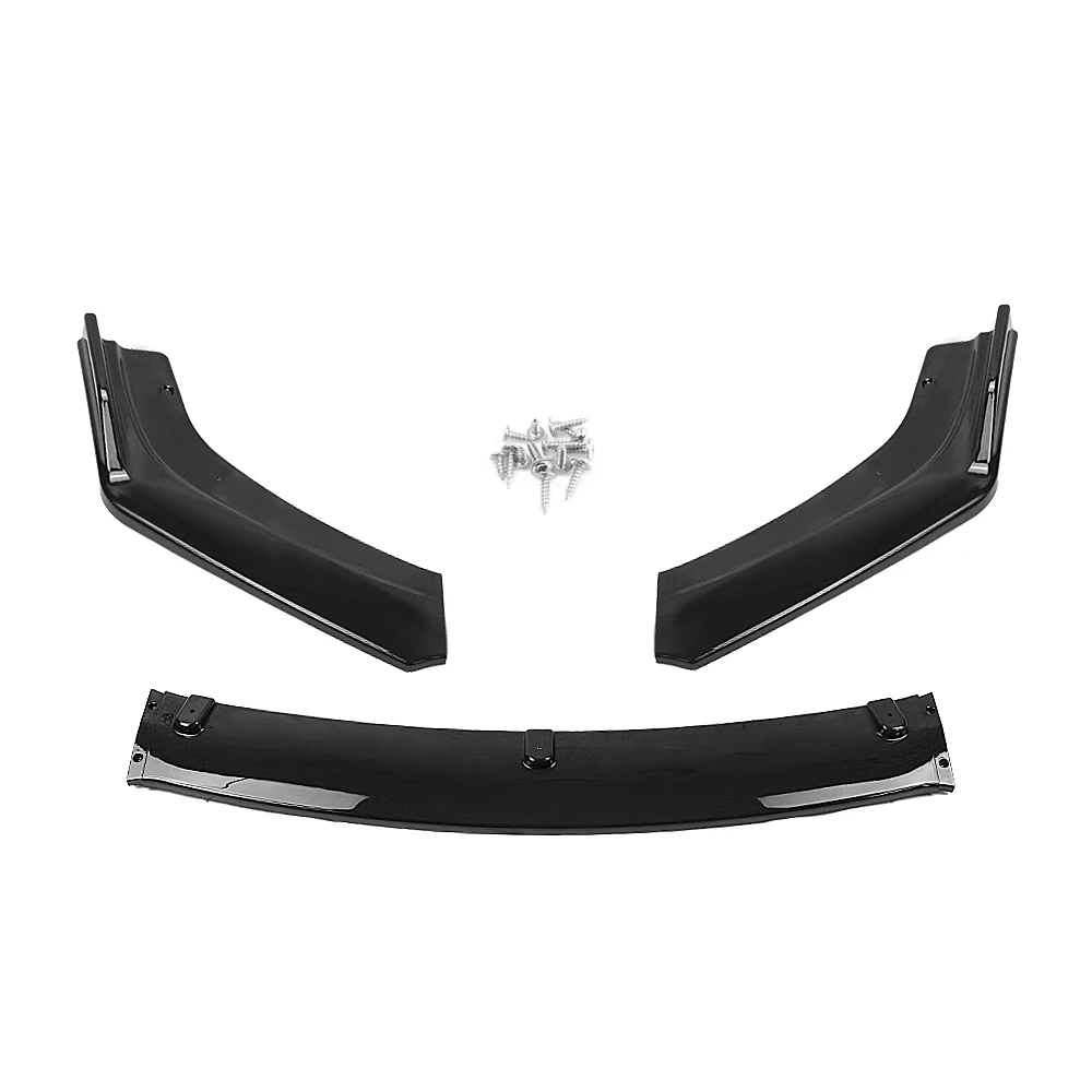Front Bumper Spoiler Lip For Honda Civic X FC FK 10th Gen 2016-2020 4 Door Sedan Gloss Black/Carbon Fiber Look Blade Splitter