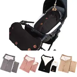Детская коляска спальный мешок вязанная кнопка плюс бархатный спальный мешок + варежки на коляску Детская уличная теплая прогулочная