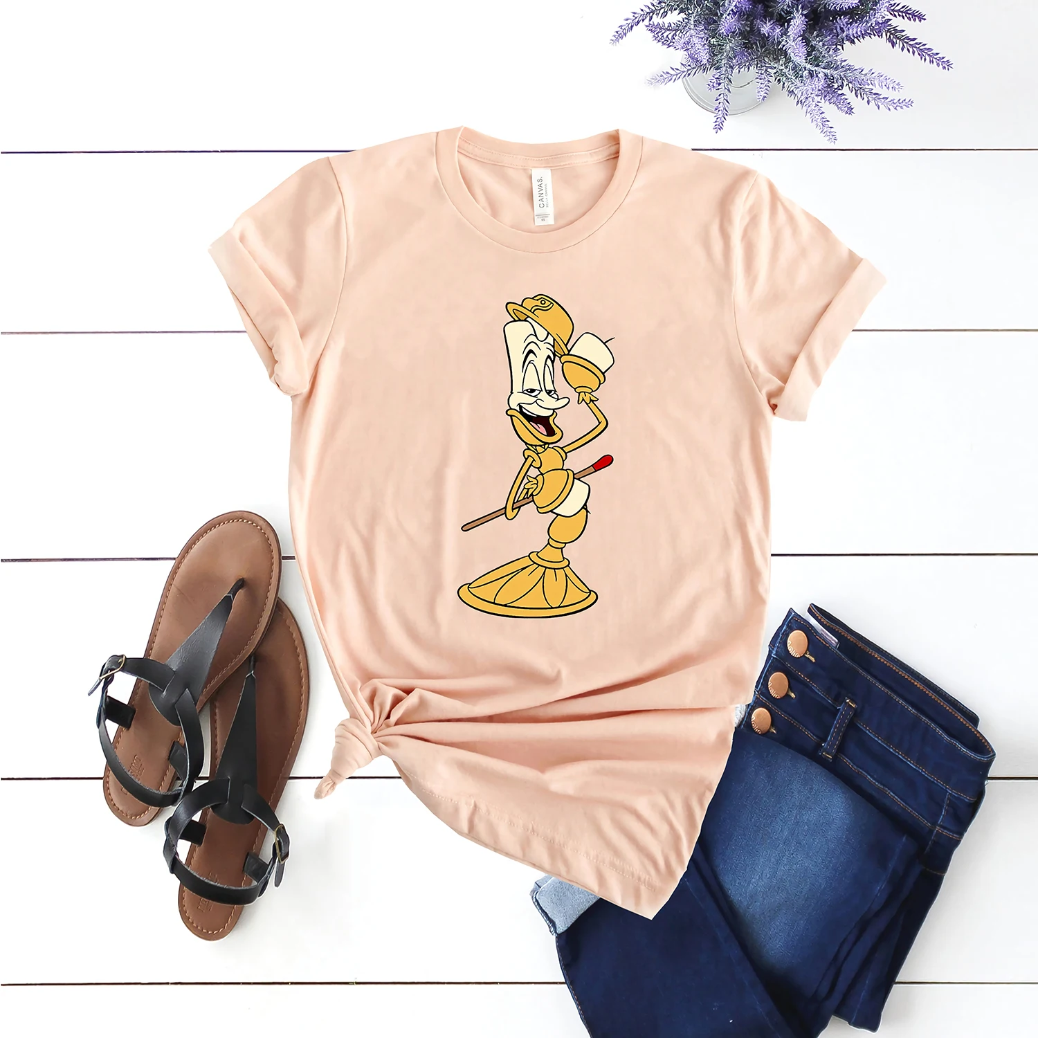 Футболка с рисунком Beauty and The Beast Funny Lumiere футболка топы милыми рисунками в стиле