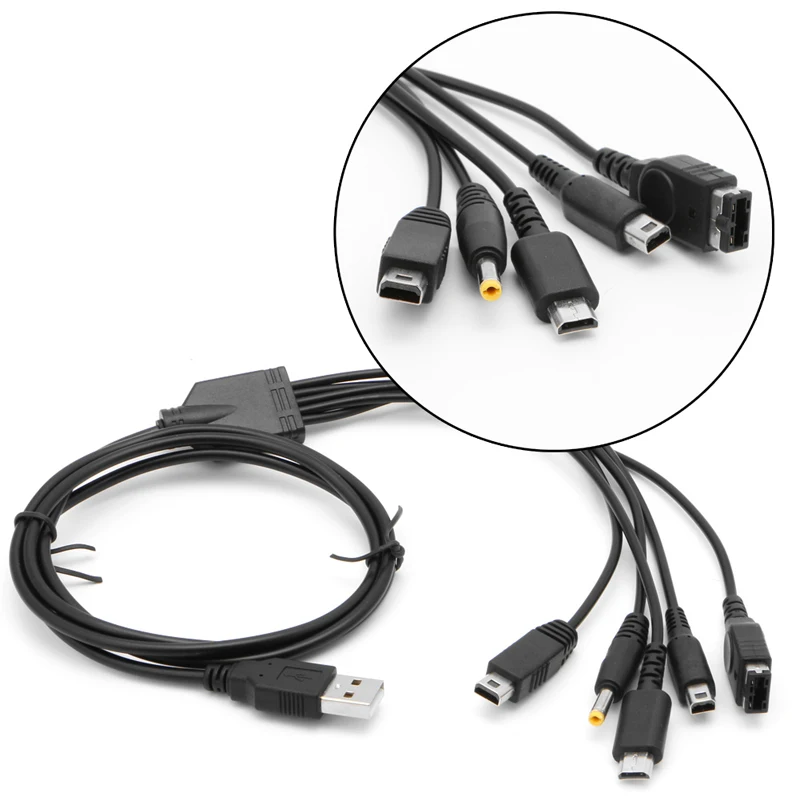 1pcs New Usb Charging Cable Charger For Gba Sp Wii U 3ds Ndsl Xl Dsi Psp 5 In 1 Cables Adapters Sockets Aliexpress