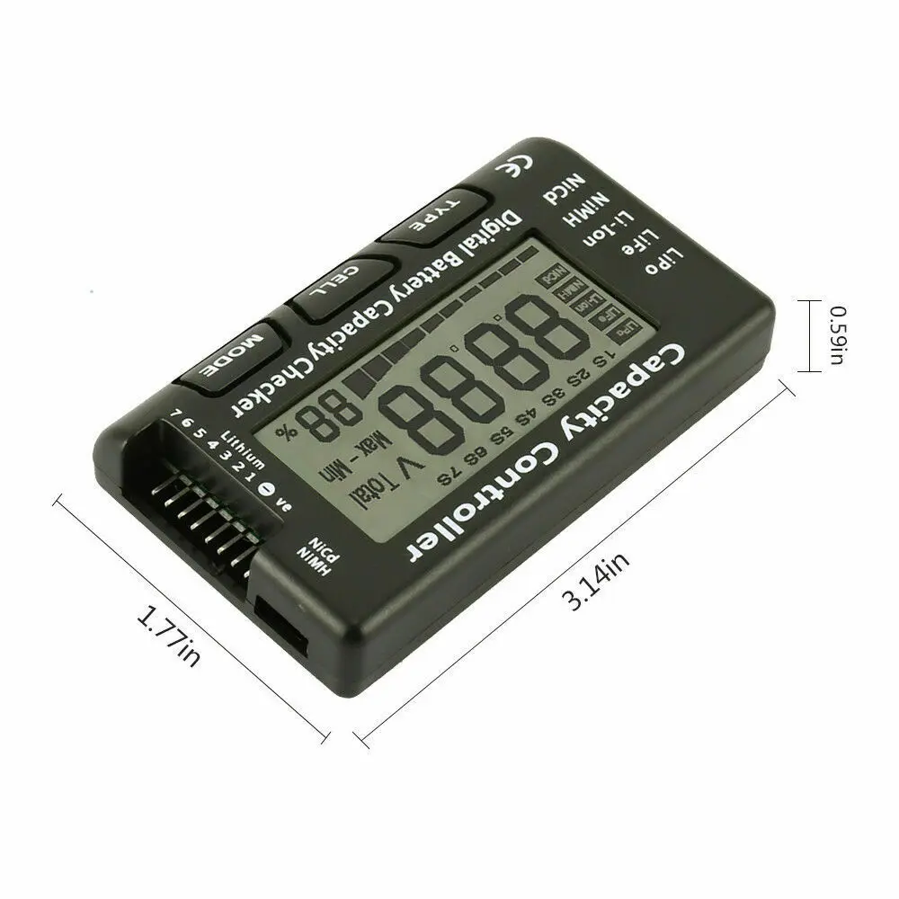 7 Digital Battery Voltage Tester Checker LiPo LiFe Li-ion Nicd NiMH Battery Voltage Tester Checking Capacity Controller 2